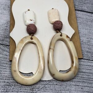 Handcrafted handmade statement style boho earrings long dangle drop.